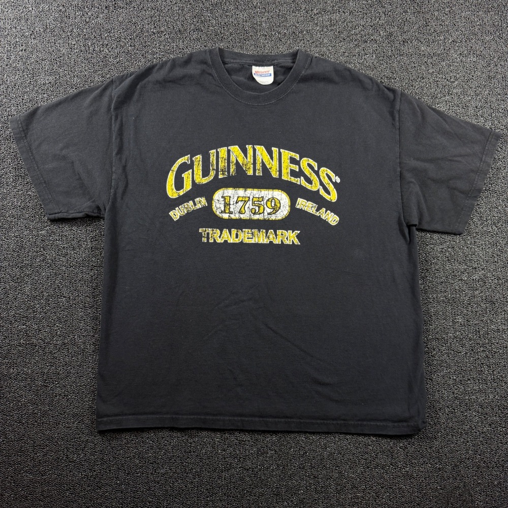 Vintage Y2K Guinness Dublin Ireland Trademark T-Shirt Men's XL Black Heavyweight
